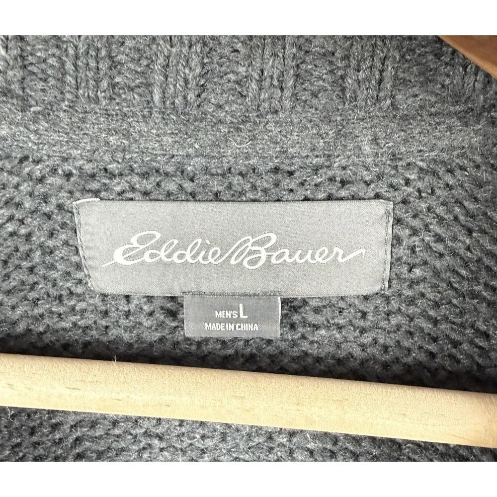 Eddie Bauer‎ Sweater Mens L Gray Cotton Wool Ski Nordic Knit Pullover Winter - Picture 6 of 9